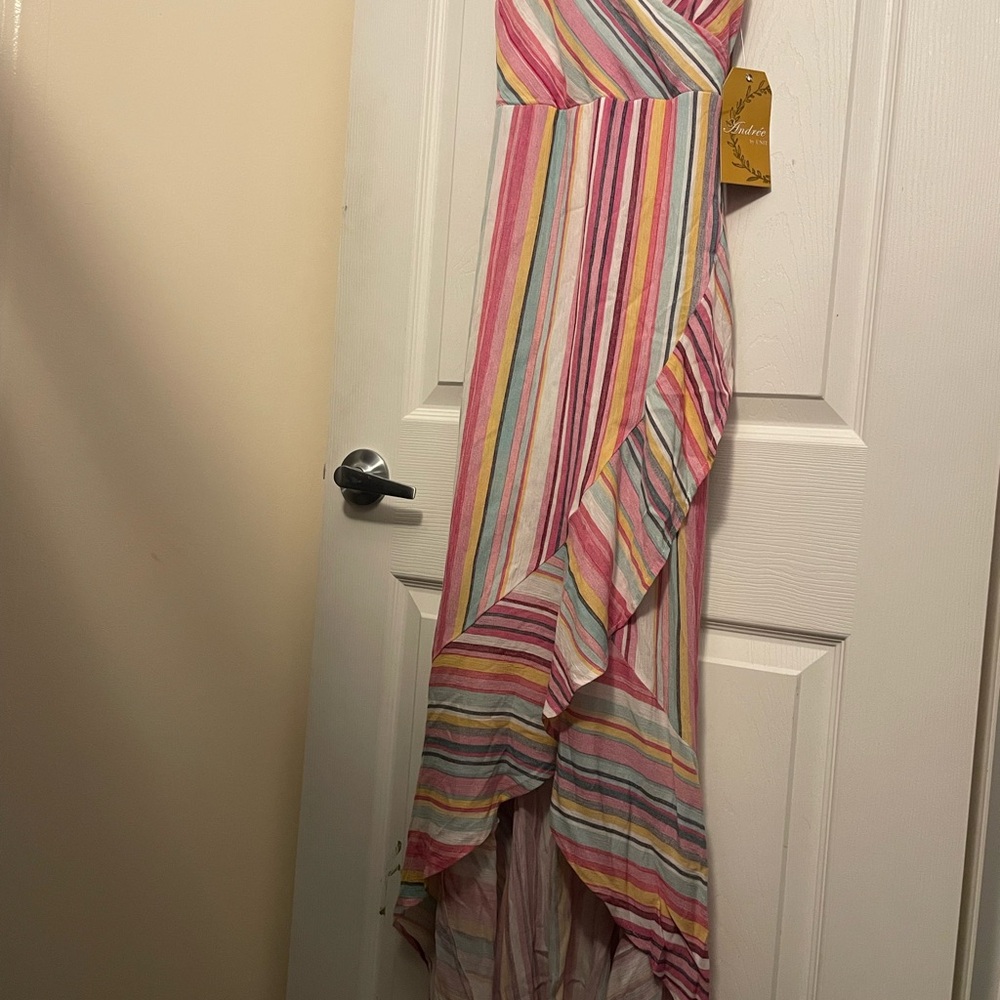 Andree Pastel Striped Asymmetrical Dress